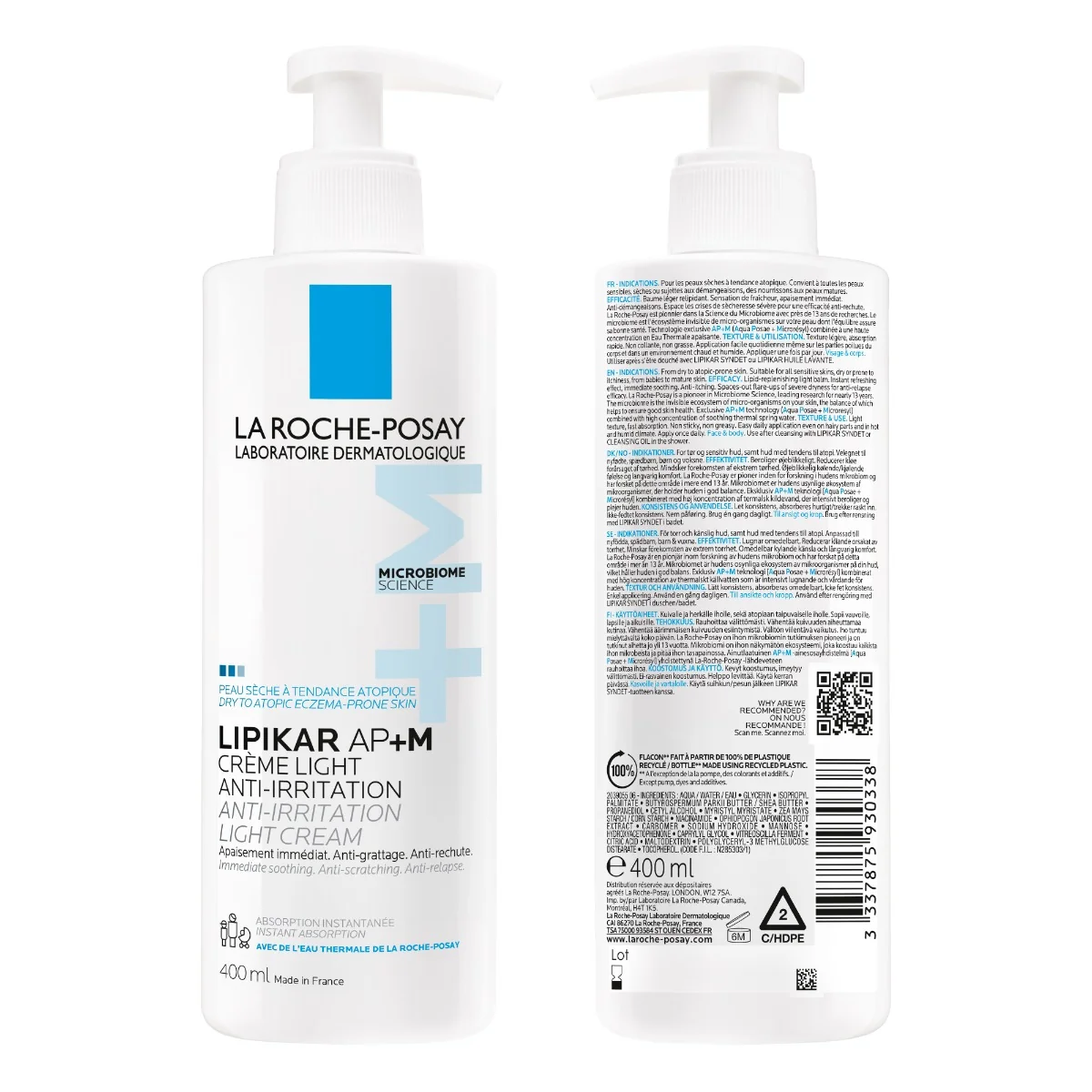 Crema Light AP+M Lipikar balsam cu tripla actiune si textura lejera, 400ml, La Roche Posay