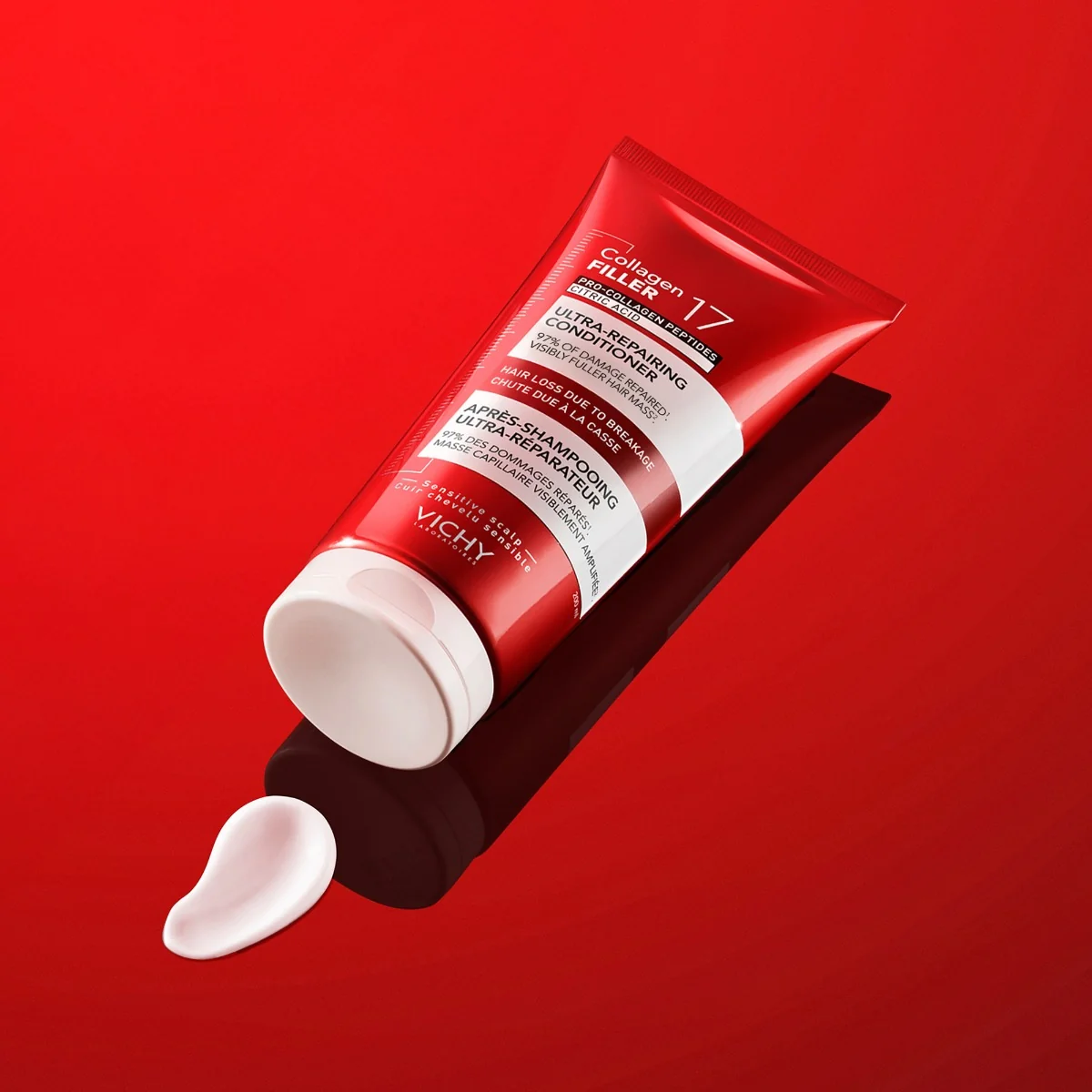 Balsam ultra-reparator cu peptide pro-colagen si acid citric Dercos Collagen 17 Filler, 200ml, Vichy