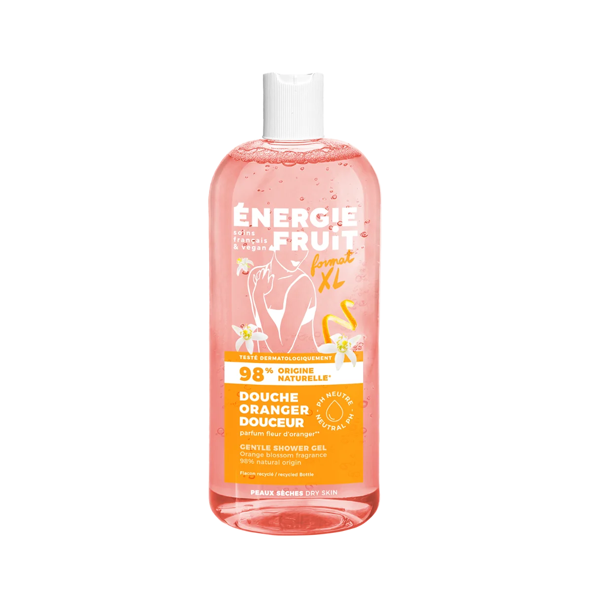 Gel de dus hidratant pentru piele uscata cu Floare de Portocal, 500ml, Energie Fruit