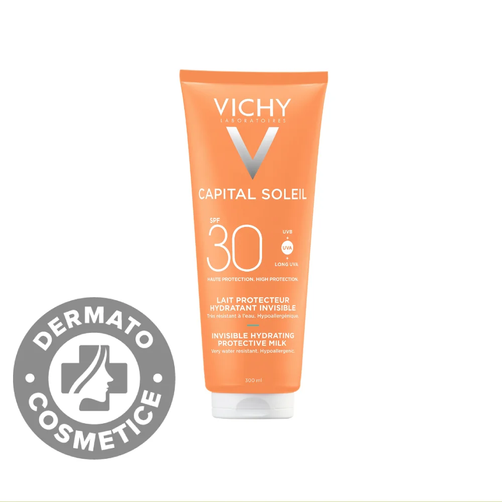 Lapte hidratant pentru protectie solara SPF 30 pentru fata si corp Capital Soleil, 300ml, Vichy