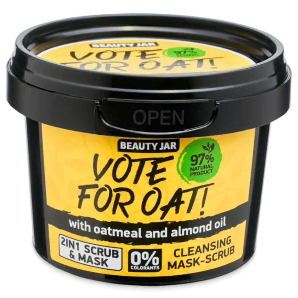 Masca faciala exfolianta cu ovaz si ulei de migdale Vote for Oat, 100g, Beauty Jar