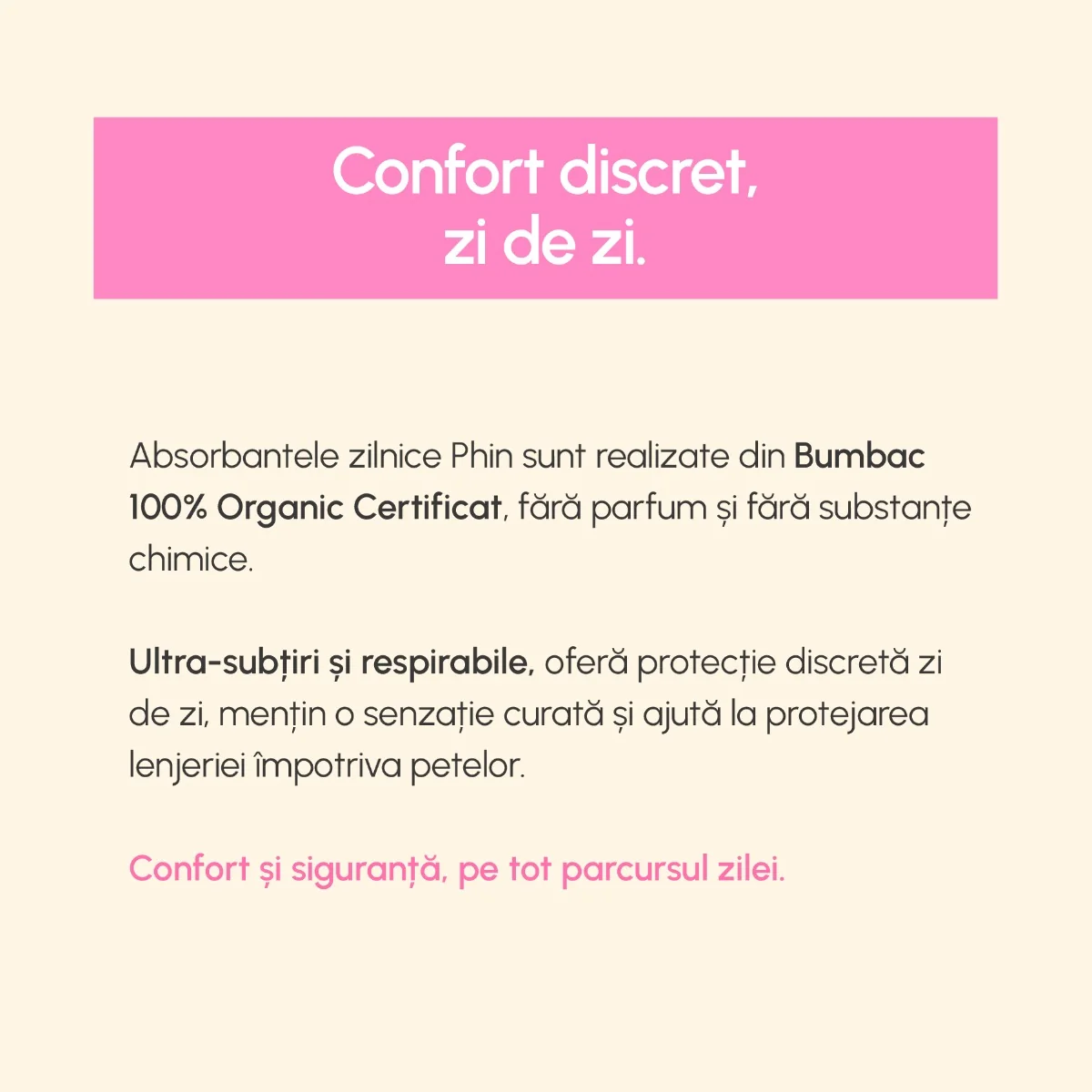 Absorbante zilnice din bumbac organic, 20 bucati, Phin 