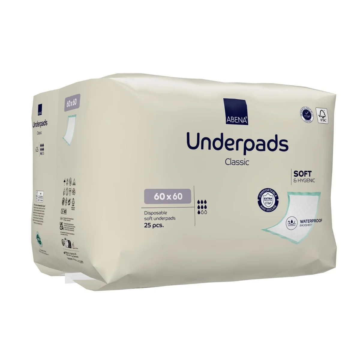 Aleze de unica folosinta Underpads Classic Soft & Confort 60x60cm, 25 bucati, Abena