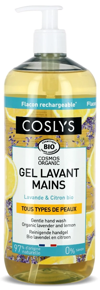 Gel bio pentru spalare pe maini cu extract de lamaie si lavanda, 1000ml, Coslys