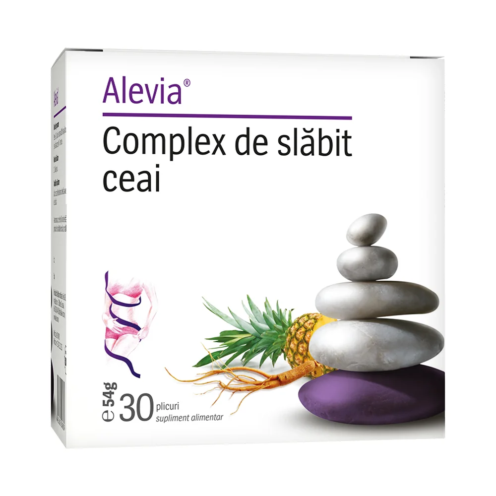Complex de slabit ceai cu ginseng si ananas, 30 plicuri, Alevia