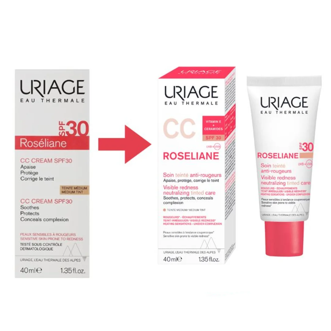 Crema CC anti-roseata SPF30 Roseliane, 40ml, Uriage