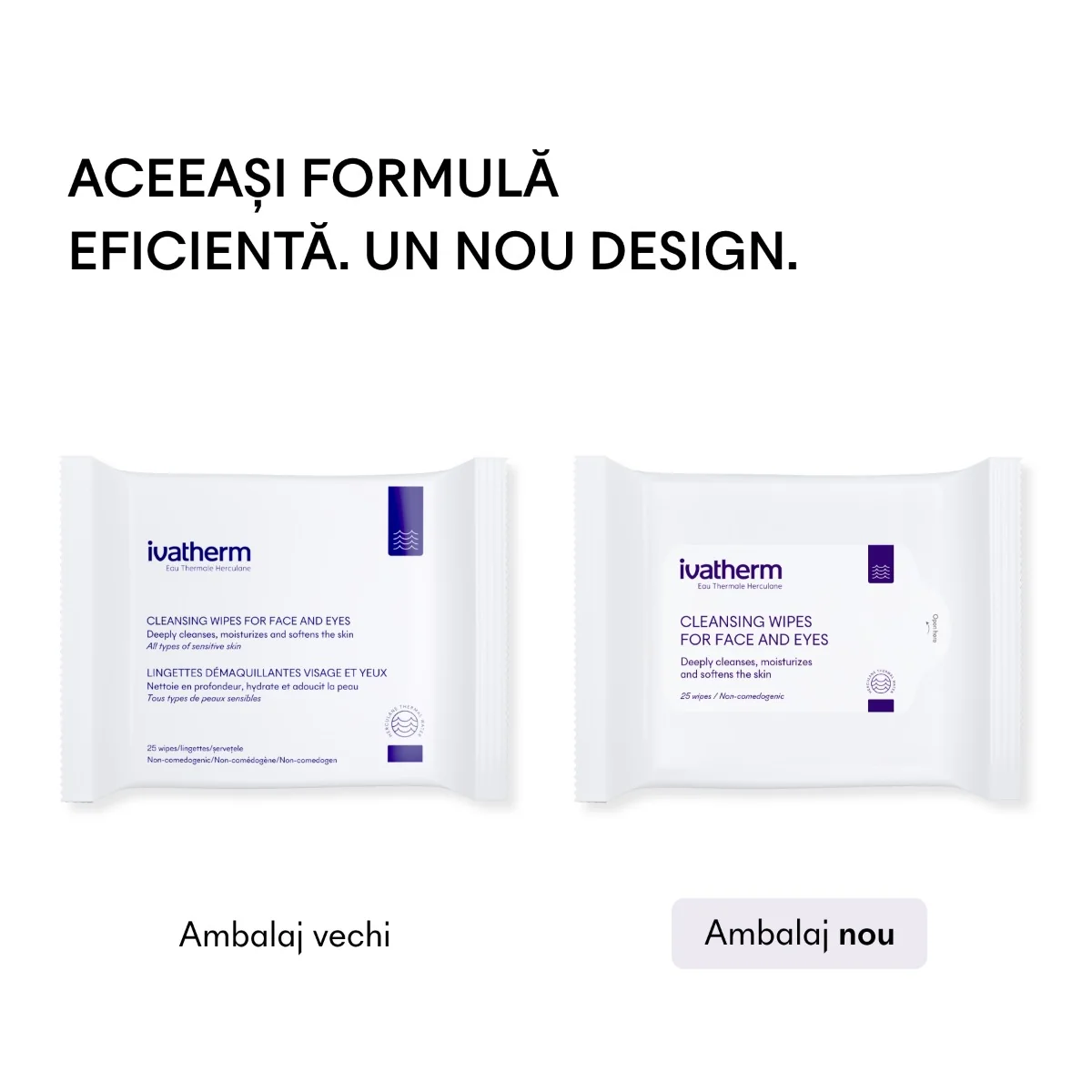 Servetele demachiante pentru fata si ochi, 25 bucati, Ivatherm