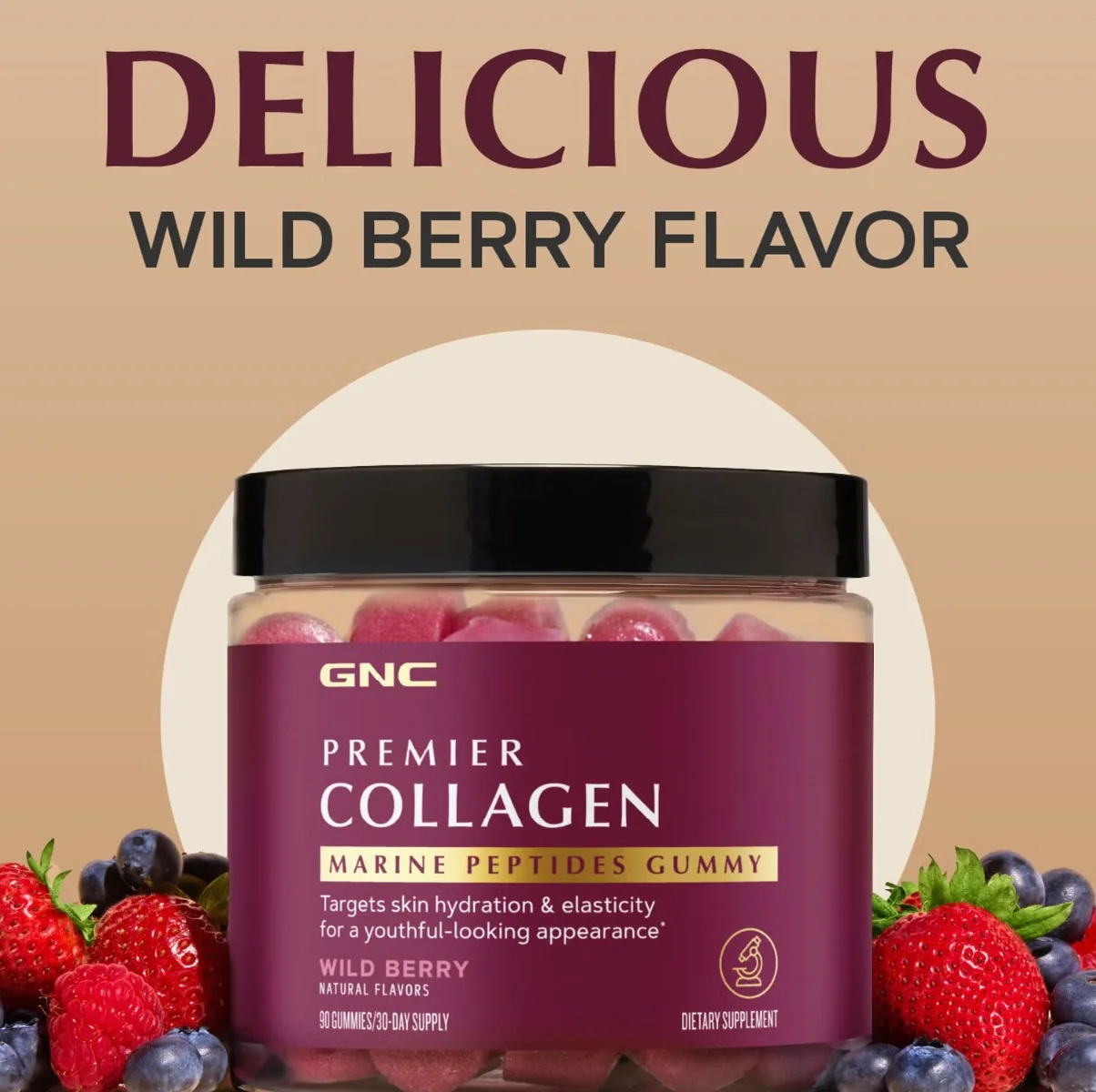 Premier Collagen Marine Peptides Gummy, 90 jeleuri, GNC