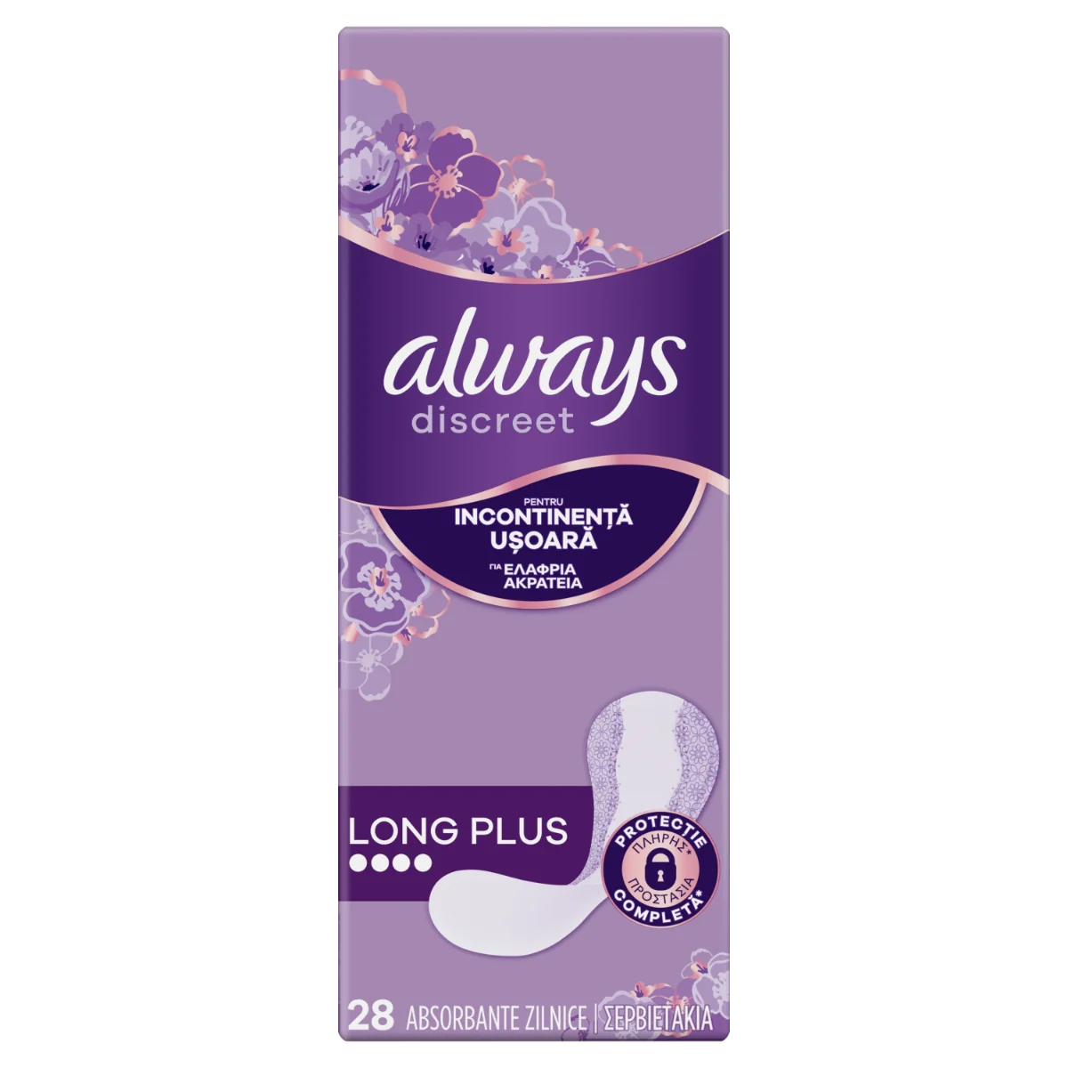 Absorbante pentru incontinenta urinara Discreet Long Plus, 28 bucati, Always
