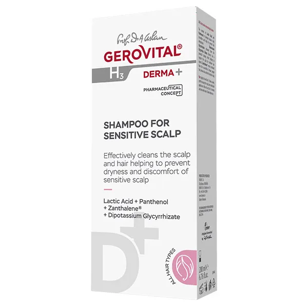 Sampon pentru scalp sensibil H3 Derma+, 200ml, Gerovital 