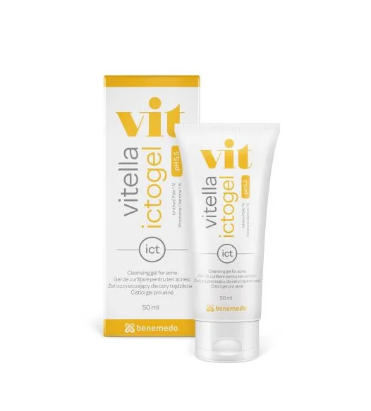 Gel de spalare pentru ten gras si acneic Vitella Ictogel, 50ml, Benemedo