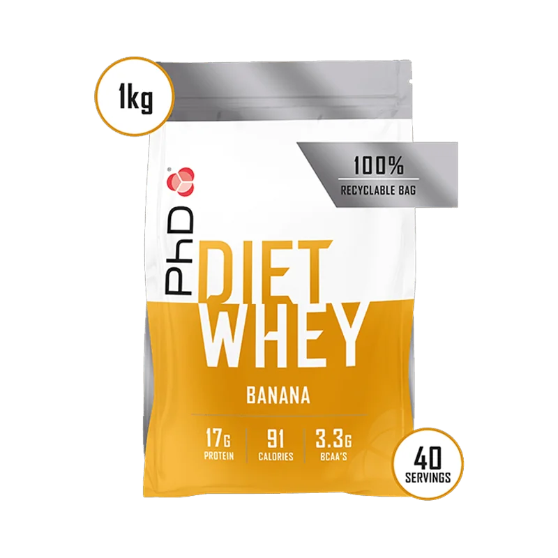 Pudra proteica cu aroma de banane Diet Whey, 1kg, PhD