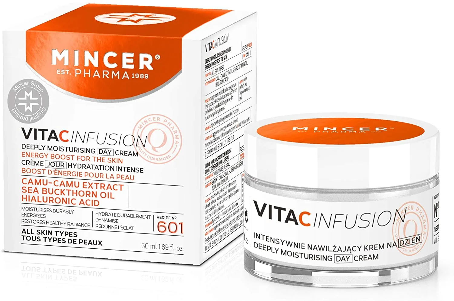 Crema hidratanta de zi cu acid hialuronic Vitamina C Infusion, 50ml, Mincer Pharma