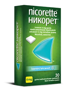 NicoretteÂ® Icemint 4mg guma medicamentoasa masticabila, 30 bucati, Johnson&Johnson