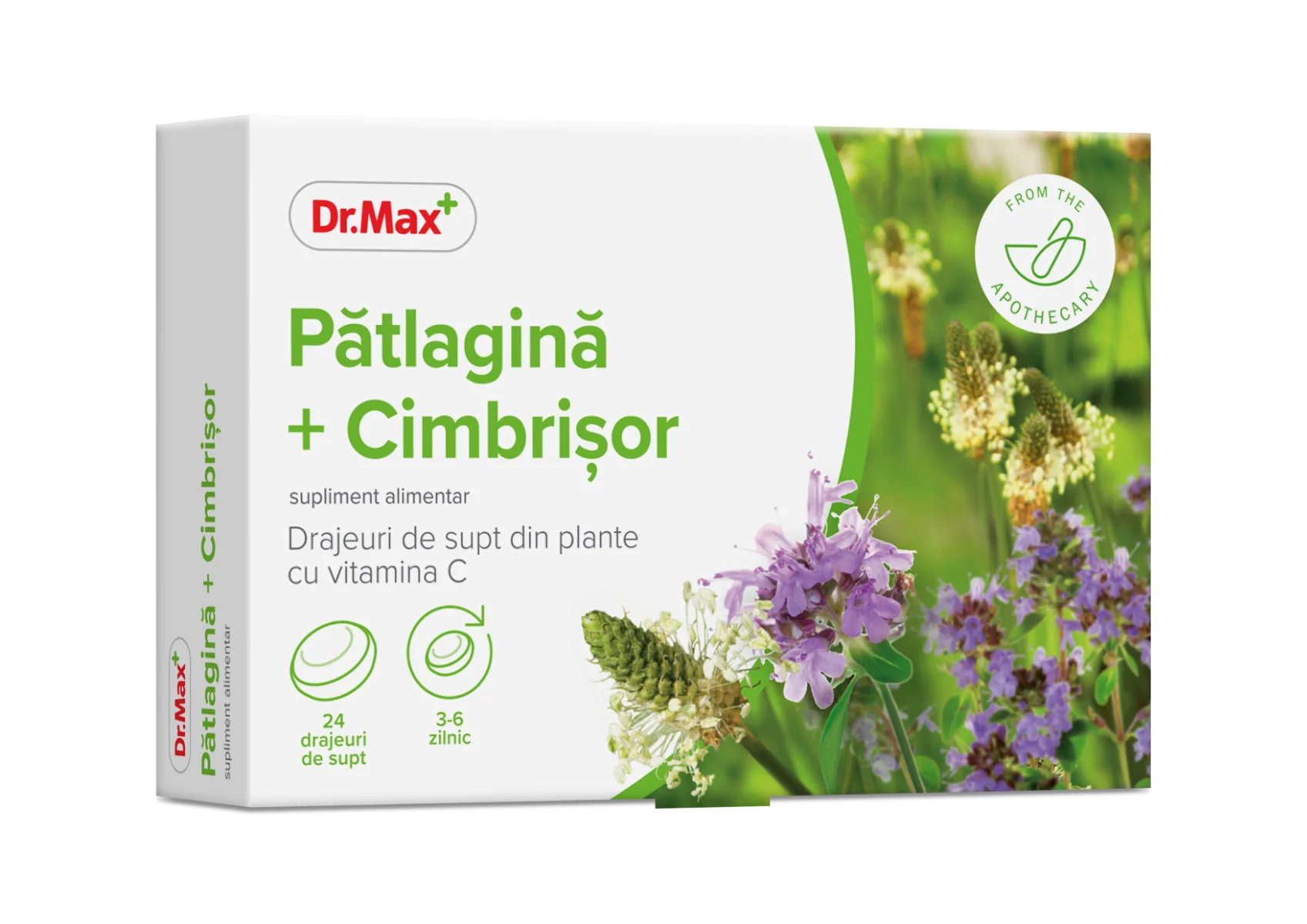 Dr. Max Drajeuri cu patlagina si cimbrisor, 24 drajeuri