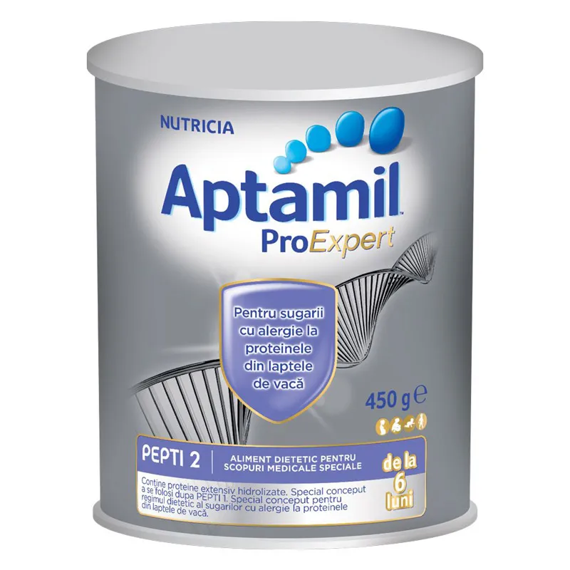 Lapte praf Aptamil Pepti 2, incepand de la 6 luni, 450 g, Nutricia