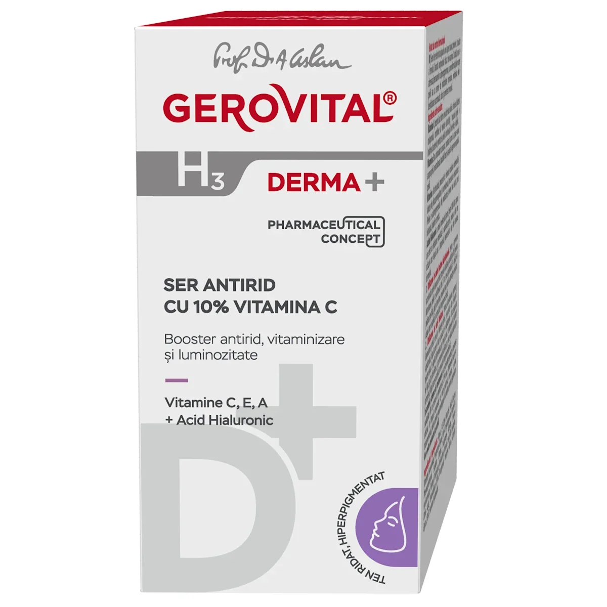 Ser antirid cu 10% vitamina C H3 Derma+, 15ml, Gerovital