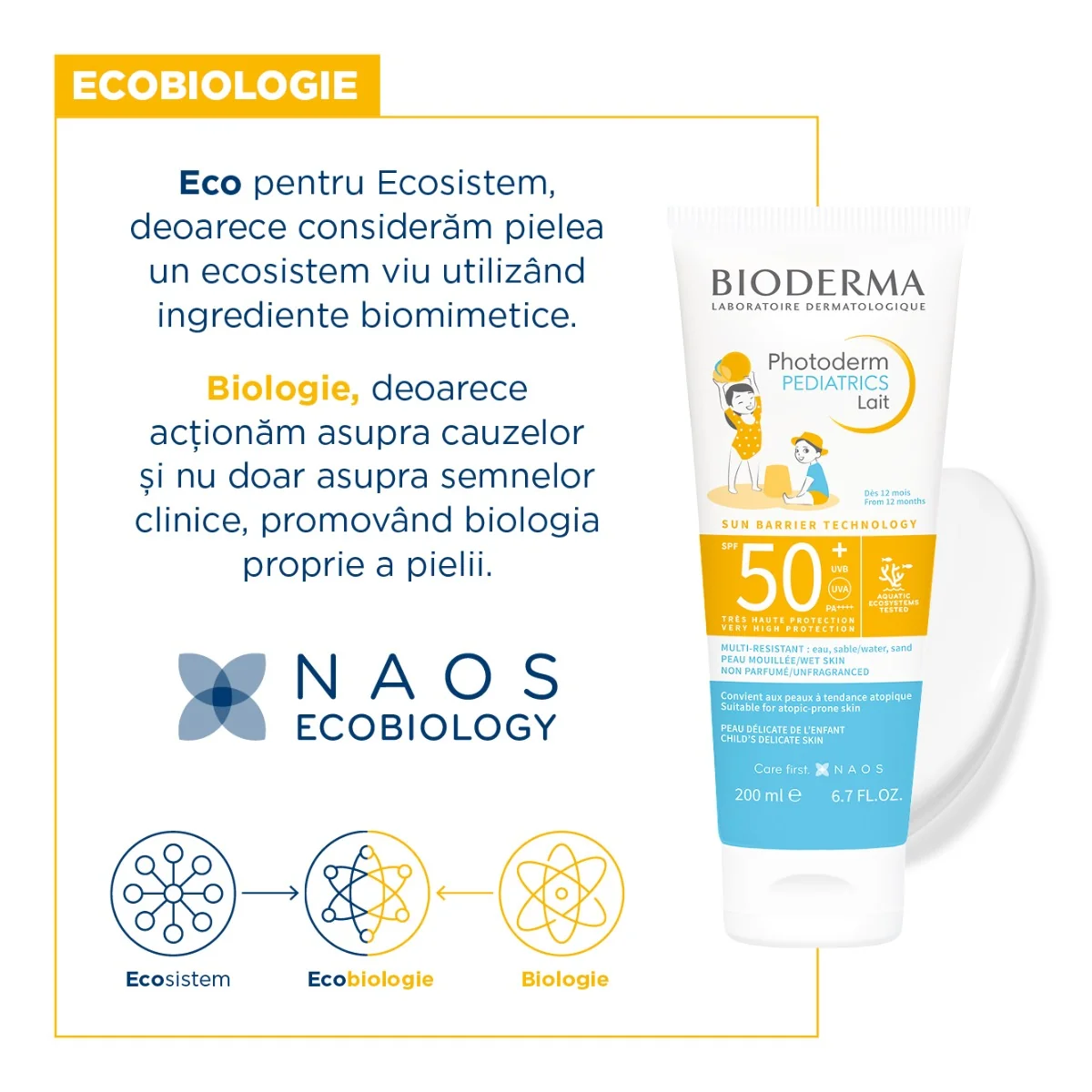 Lotiune cu protectie solara SPF 50+ pentru copii Photoderm Pediatrics, 200ml, Bioderma