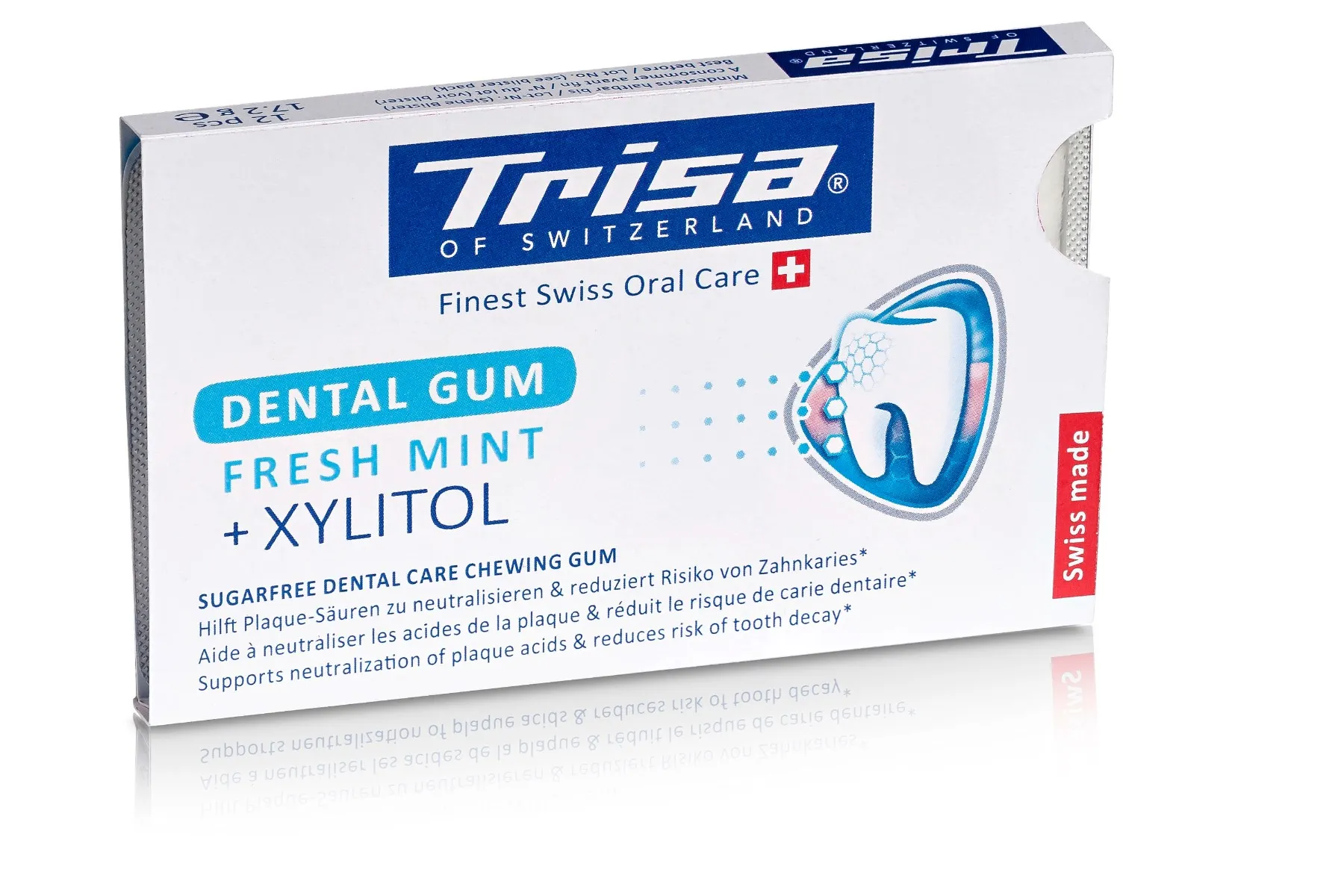 Guma dentara profesionala cu xylitol Dental Gum, 12 bucati, Trisa