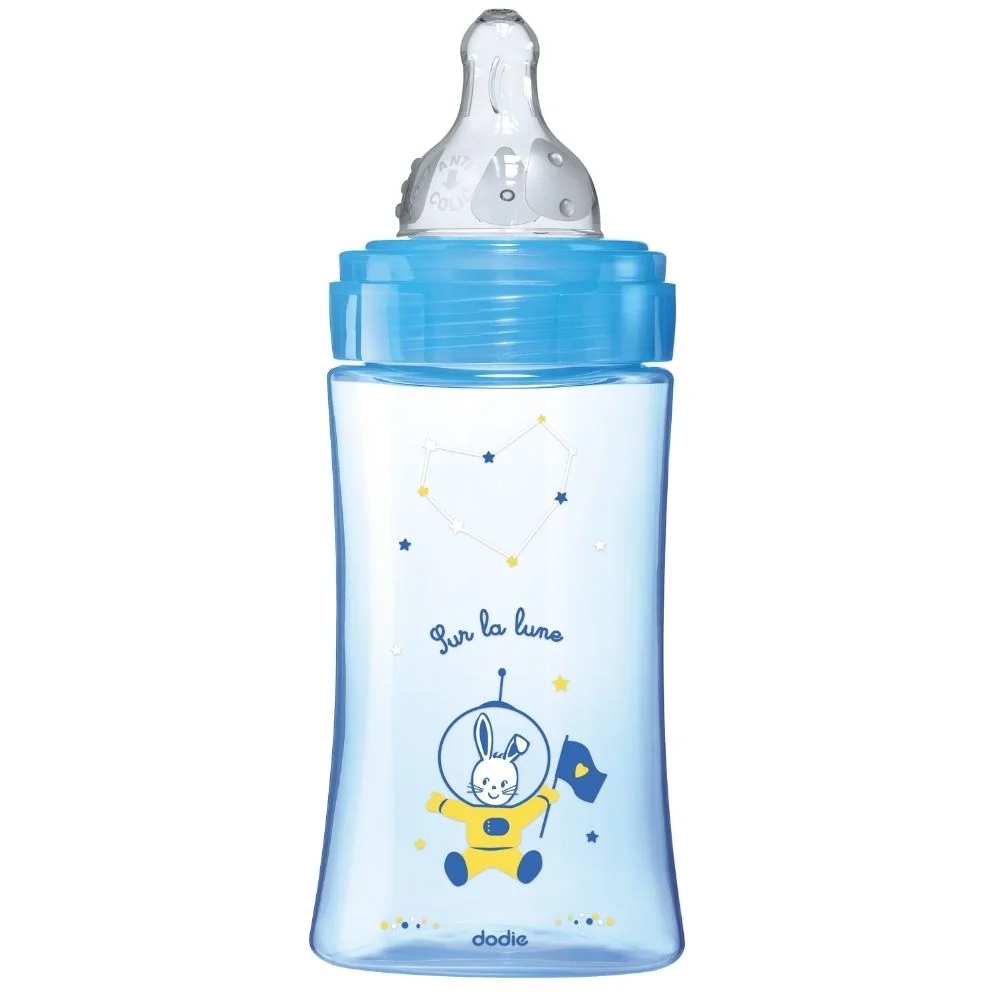 Biberon pentru initiere anti-colici 0-6 luni Debit 2 Cosmonaut, 270ml, Dodie