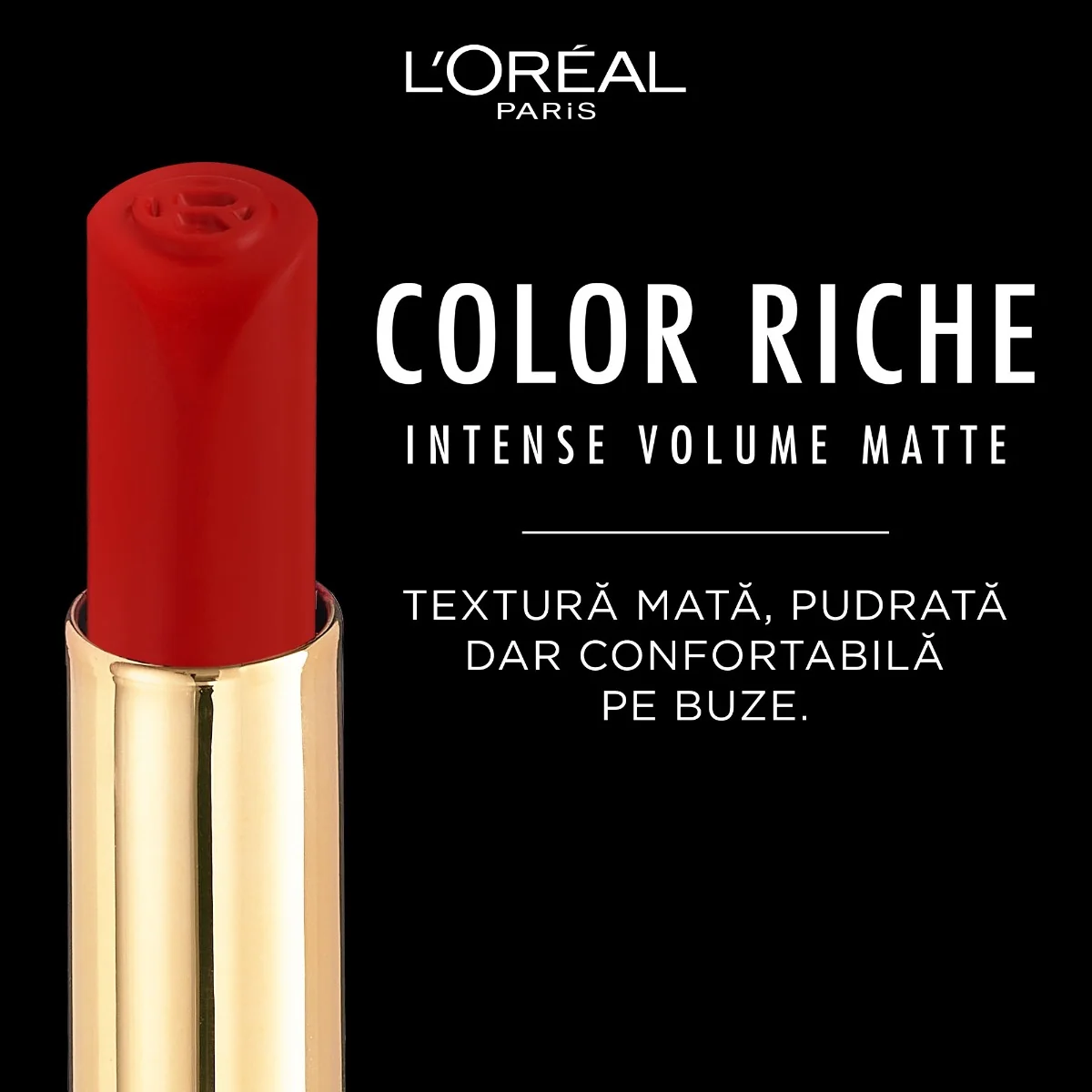Ruj mat Color Riche Intense Volume Matte 346 Le Rouge Determination, 1.8g, L'Oreal Paris