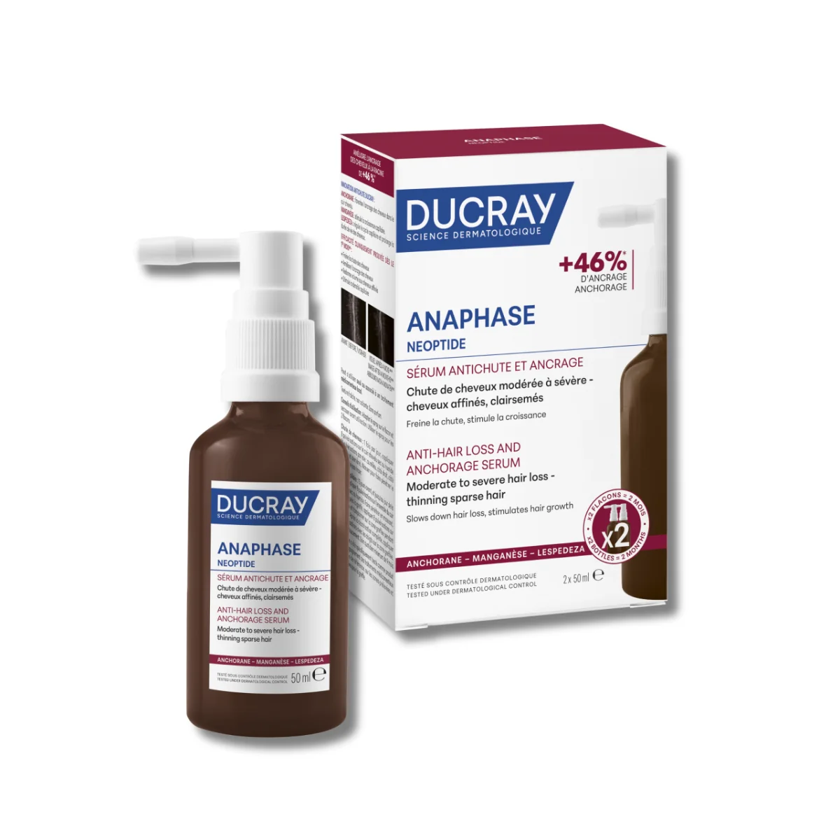 Ser anti-caderea parului si fortifierea radacinilor Anaphase Neoptide, 2x50ml, Ducray
