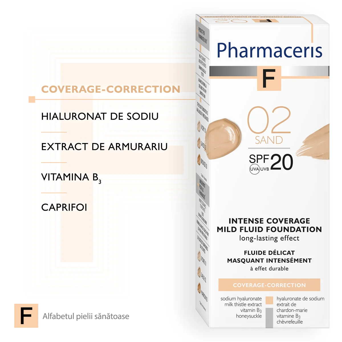 Fond de ten Intense Coverage 02 Sand SPF20 F, 30ml, Pharmaceris