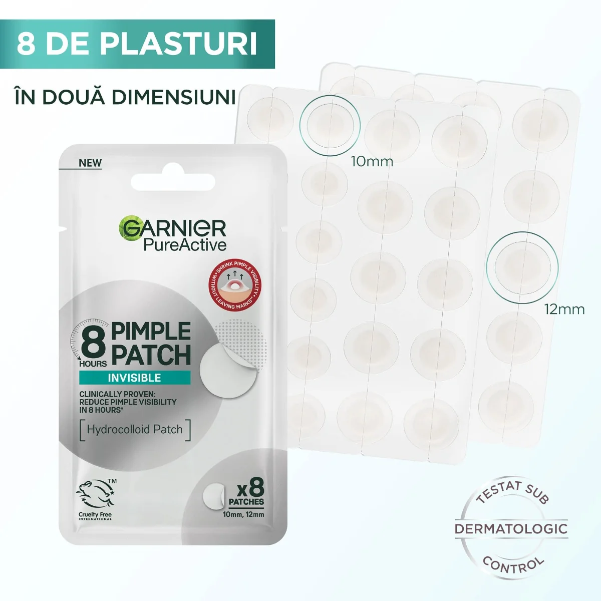 Plasturi hidrocoloidali Pure Active pentru cosuri, 8 bucati, Garnier