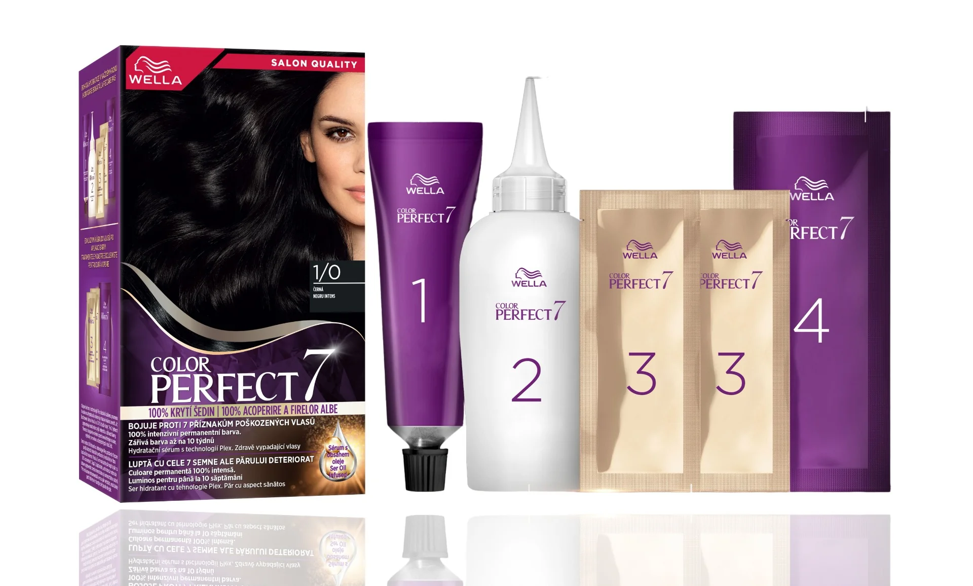 Vopsea de par permanenta Negru Intens 1/0 Color Perfect, 135ml, Wella