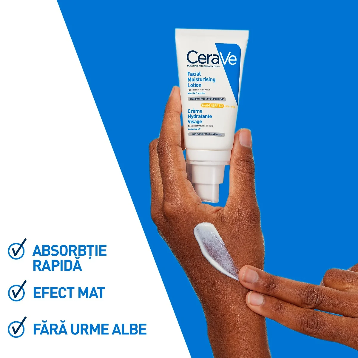 Crema hidratanta pentru ten normal-uscat cu SPF50, 52ml, CeraVe