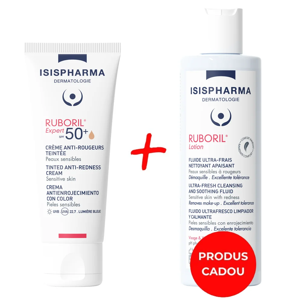 Pachet Ruboril Expert SPF 50+ 40ml + Ruboril Lotion 250ml Gratuit, Isis Pharma