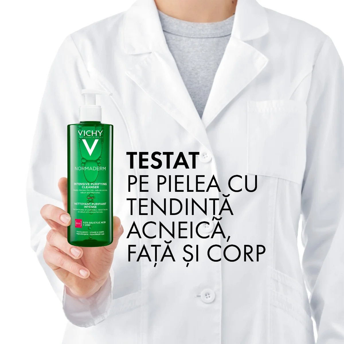 Gel de curatare purifiant pentru ten gras cu tendinta acneica Normaderm, 400ml, Vichy