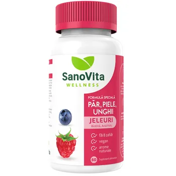 Jeleuri cu vitamine pentru par, piele si unghii Wellness, 60 bucati, SanoVita 