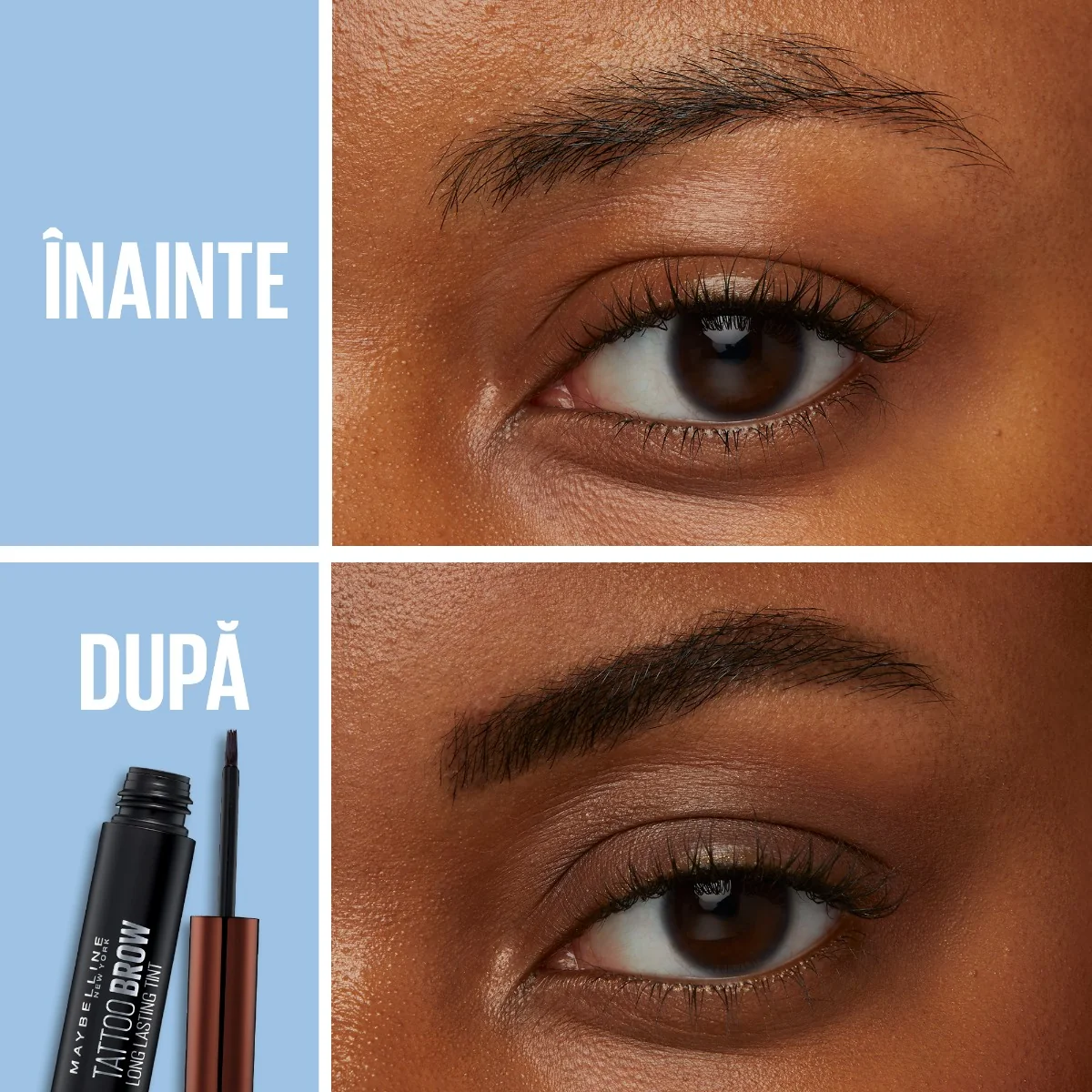 Vopsea gel pentru sprancene Tattoo Brow Peel-Off Tint Dark Brown, 4.9g, Maybelline