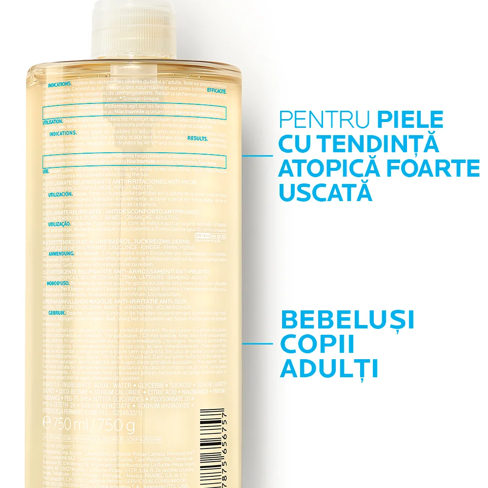 Ulei de spalare pentru pielea sensibila Lipikar AP+, 750ml, La Roche-Posay