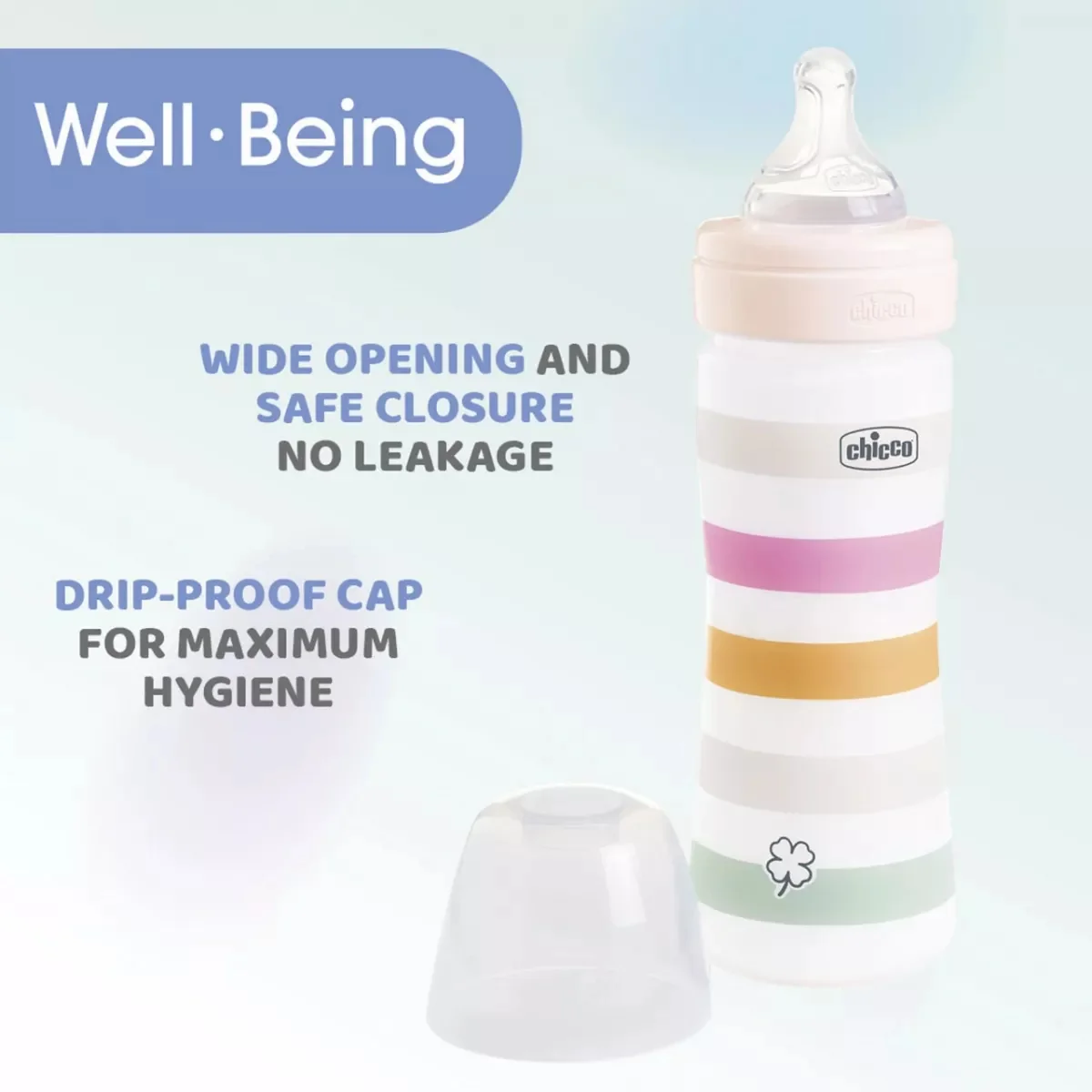 Biberon cu tetina din silicon WellBeing PP 2 luni+ Orange, 250ml, Chicco