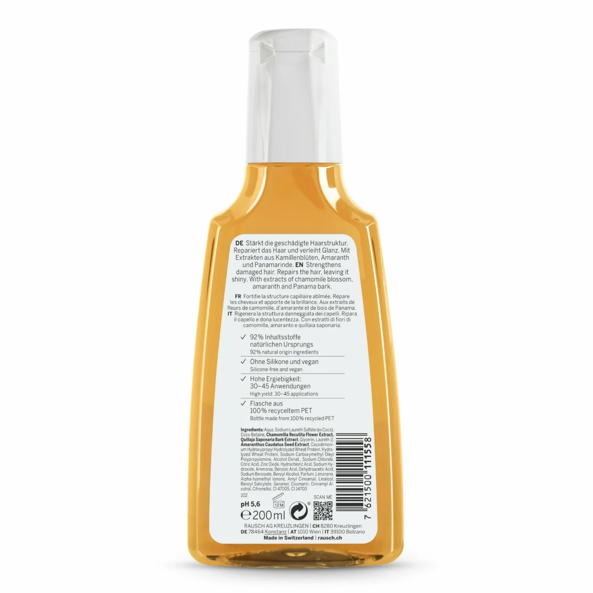 Sampon reparator cu musetel si amarant, 200ml, Rausch