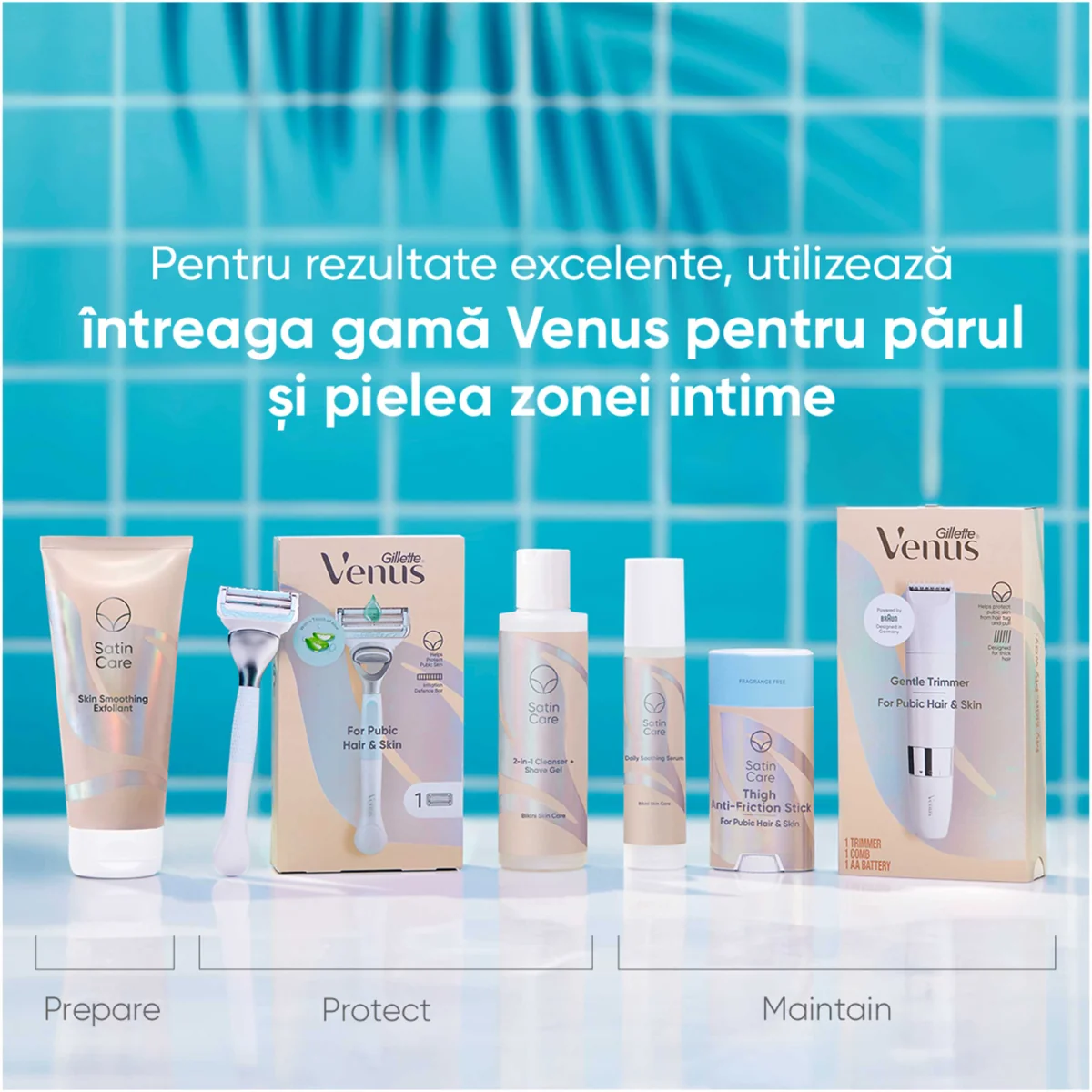 Set rezerve aparat ras pentru zona intima Venus Satin Care, 3 bucati, Gillette