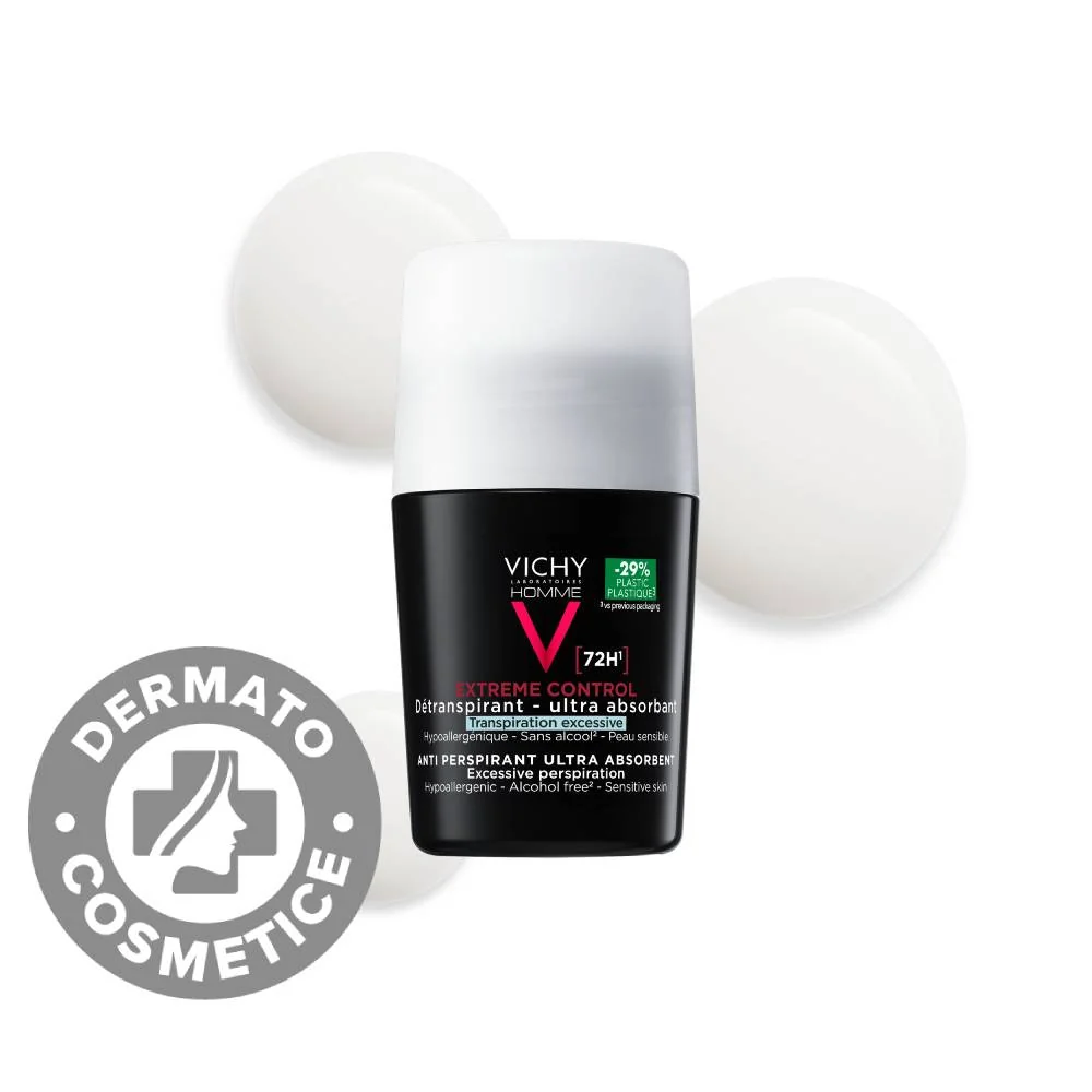 Deodorant roll-on pentru barbati control extrem 72h Homme, 50ml, Vichy