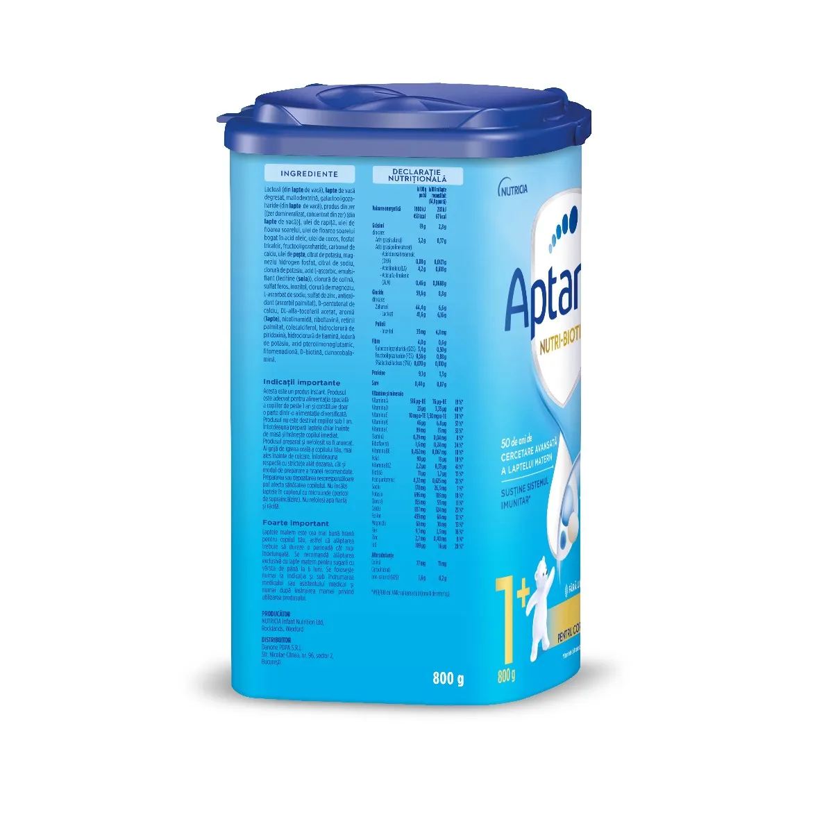 Lapte premium pentru copii de varsta mica 1-2 ani NUTRI-BIOTIK 1+, 800g, Aptamil 