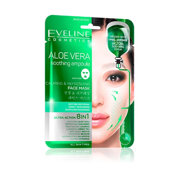 Masca de fata cu aloe vera Calming & Refreshing, 20ml, Eveline Cosmetics