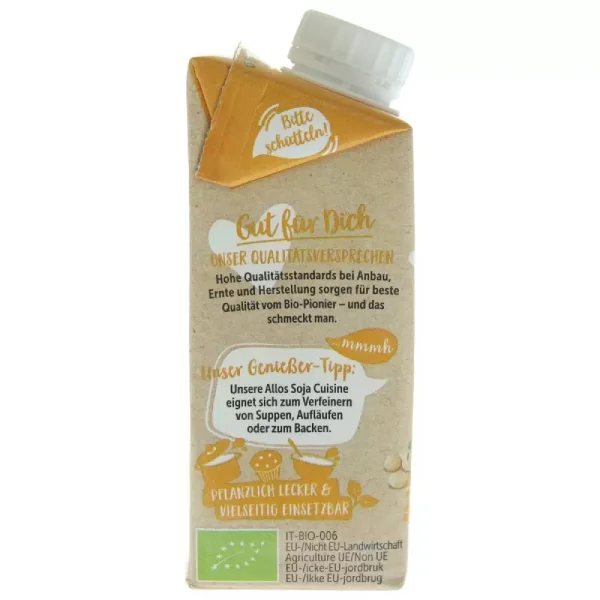 Crema lichida ecologica din soia pentru gatit fara gluten, 200ml, Allos
