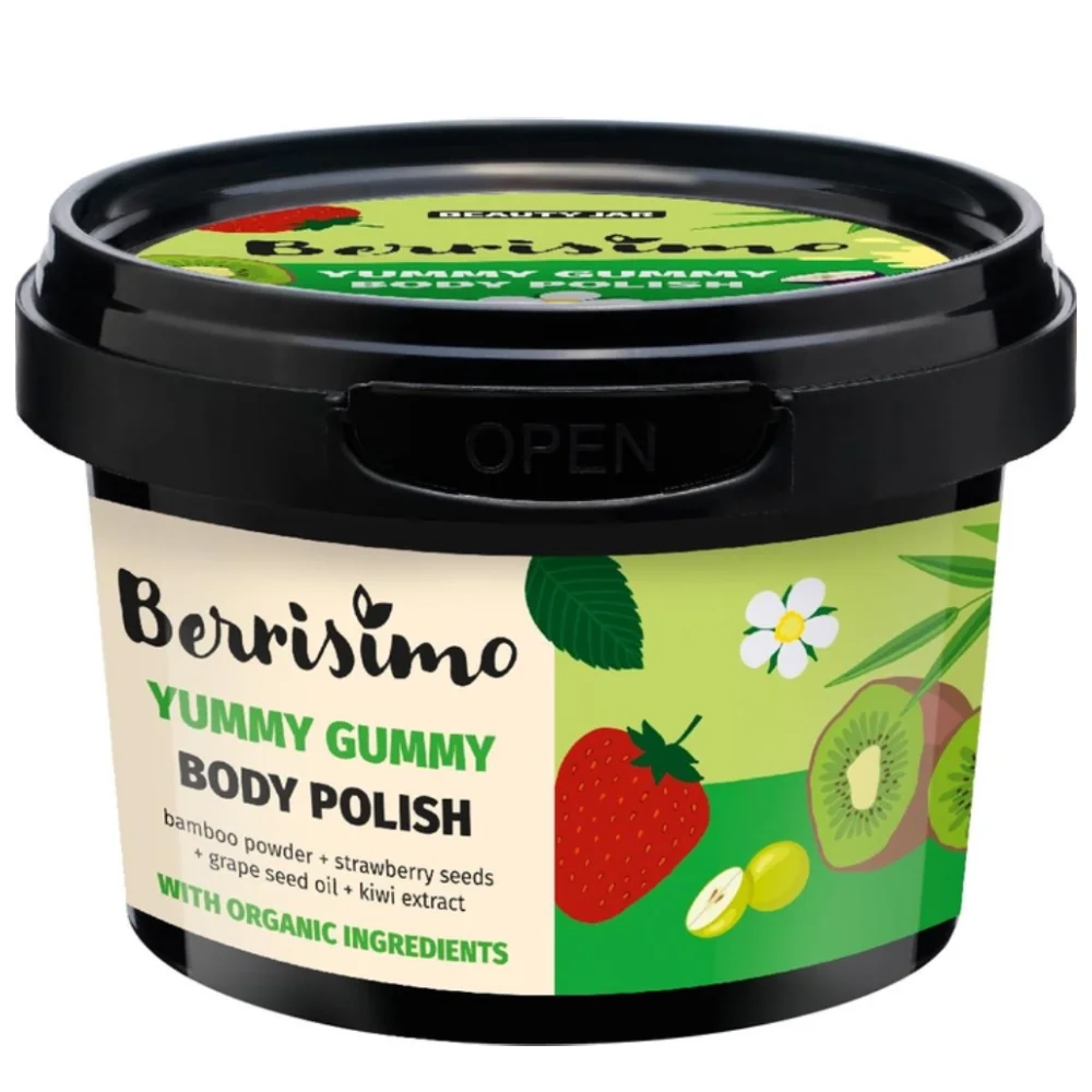 Exfoliant corporal cu pudra de bambus si seminte de capsuni Berrisimo, 270g, Beauty Jar