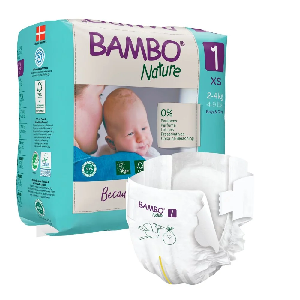 Scutece Ecolabel Nr. 1 pentru 2-4 kg, 22 bucati, Bambo Nature
