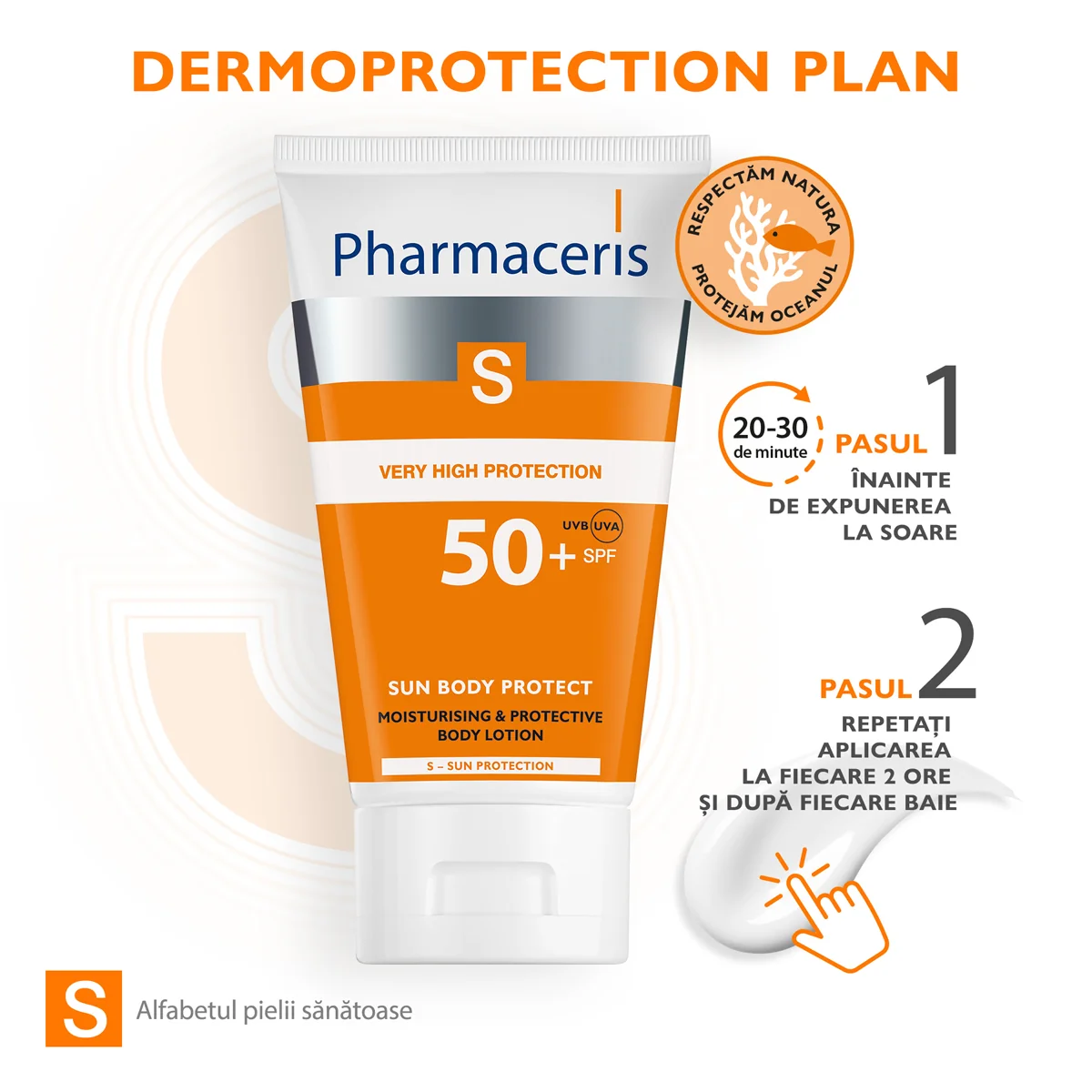 Lotiune de corp cu protectie solara SPF50+ S, 150ml, Pharmaceris