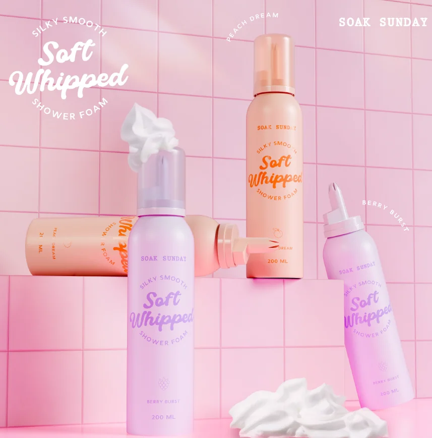 Spuma de dus cu aroma de fructe de padure Soft Whipped, 200ml, Soak Sunday