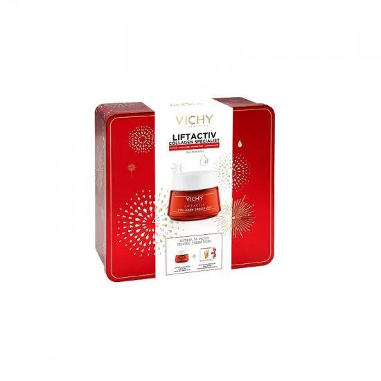 Trusa Xmas Liftactiv Specialist Crema de zi, antirid 50 ml + Fiole Exfoliere nocturna + Crema de noapte, 1.5 ml, Vichy