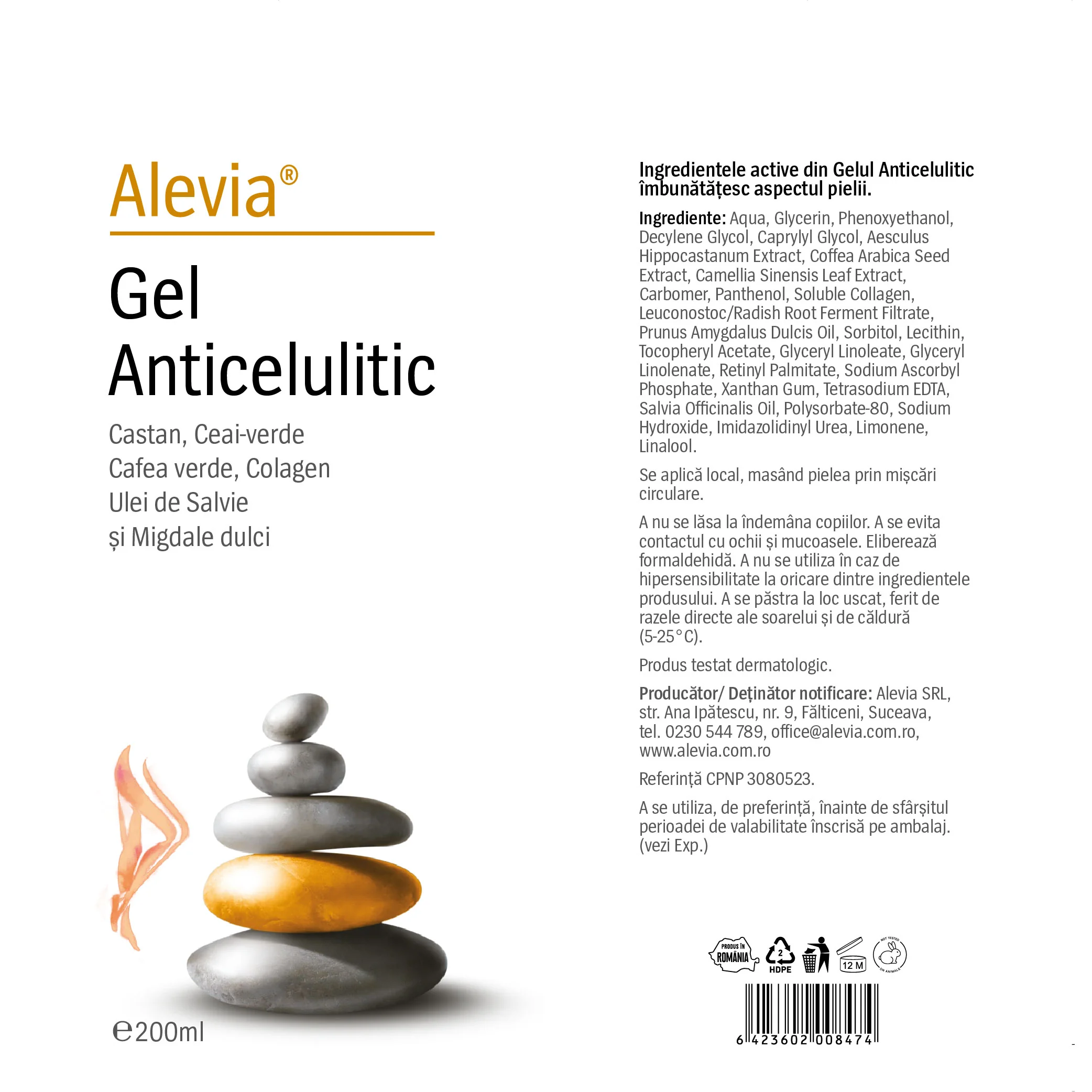 Gel anticelulitic, 200ml, Alevia