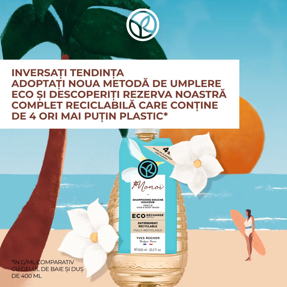 Rezerva gel de dus Monoi, 600ml, Yves Rocher