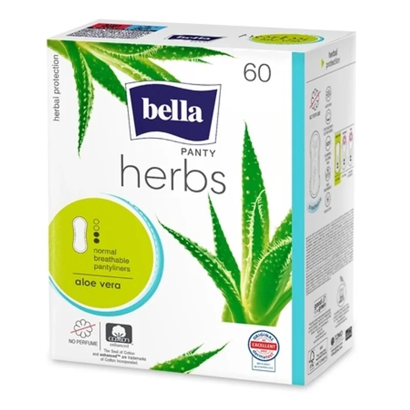 Absorbante zilnice cu aloe vera Panty Herbs, 60 bucati, Bella